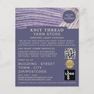 Soft Wool, Knitting Store, Yarn Store Advertising Flyer