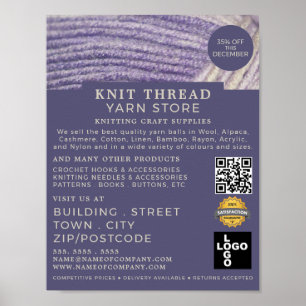 Soft Wool, Knitting Store, Yarn Store Advertising Poster