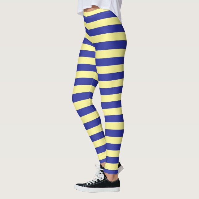 Soft Yellow and Blue Stripes Leggings (Left)