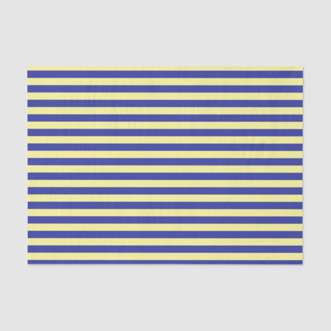 Soft Yellow and Blue Stripes Tissue Paper (Front)