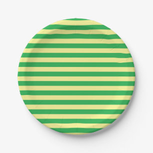 Soft Yellow and Green Stripes Paper Plate