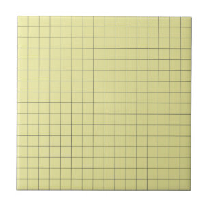 Soft Yellow & Black Chequered Retro Minimalist Ceramic Tile