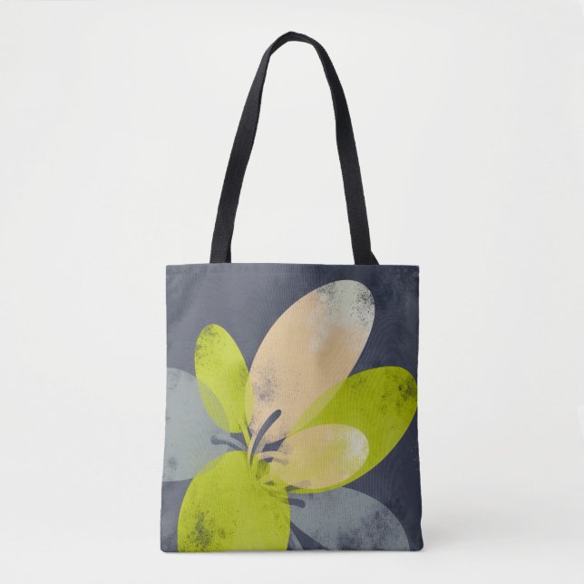 Soft Yellow Bloom on Grey Tote Bag (Front)