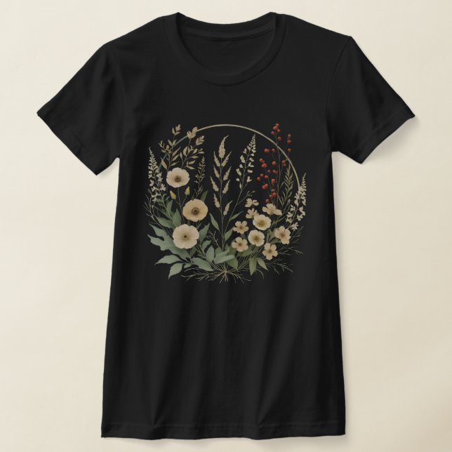 Soft Yellow Botanical Circle Women's T-Shirts (Laydown)