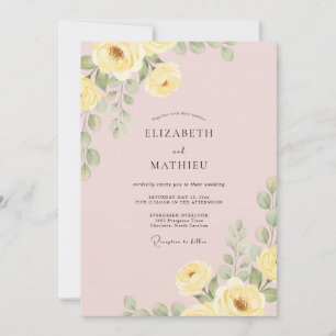 Soft Yellow Botanical Flourish Wedding Invitation