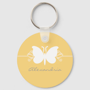 Soft Yellow Butterfly Swirls Keychain