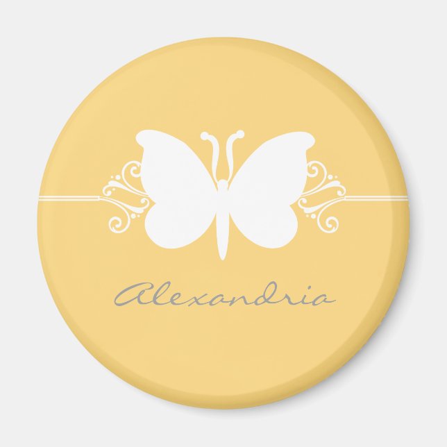 Soft Yellow Butterfly Swirls Magnet (Front)