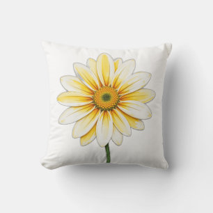 Soft Yellow Daisy Watercolor Cushion