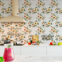 Soft Yellow Floral Pattern Wallpaper