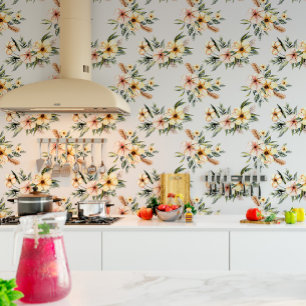 Soft Yellow Floral Pattern Wallpaper