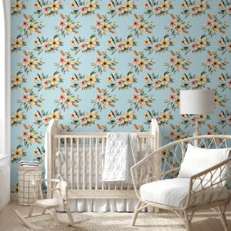 Soft Yellow Floral Pattern Wallpaper