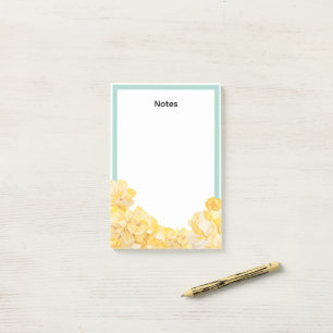 Soft Yellow Floral Sage Green Border Notes