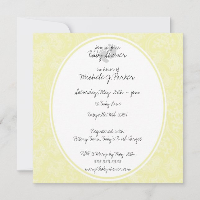 Soft Yellow Flowers Baby Shower Invitation Cards (Front)