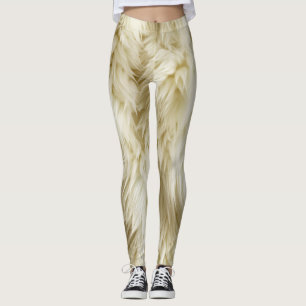 Soft Yellow Fluffy Fur Texture Leggings