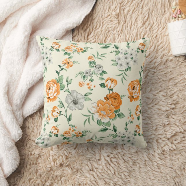 Soft Yellow Garden Floral Pattern Cushion (Blanket)