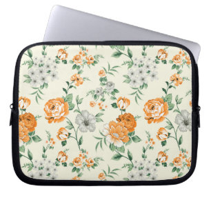Soft Yellow Garden Floral Pattern Laptop Sleeve
