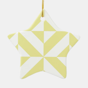 Soft Yellow Geometric Art Deco Ceramic Ornament