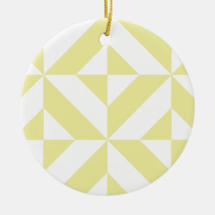 Soft Yellow Geometric Art Deco Ceramic Tree Decoration