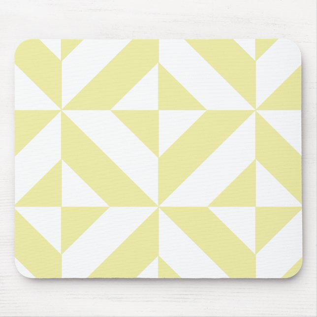 Soft Yellow Geometric Art Deco Mouse Pad (Front)