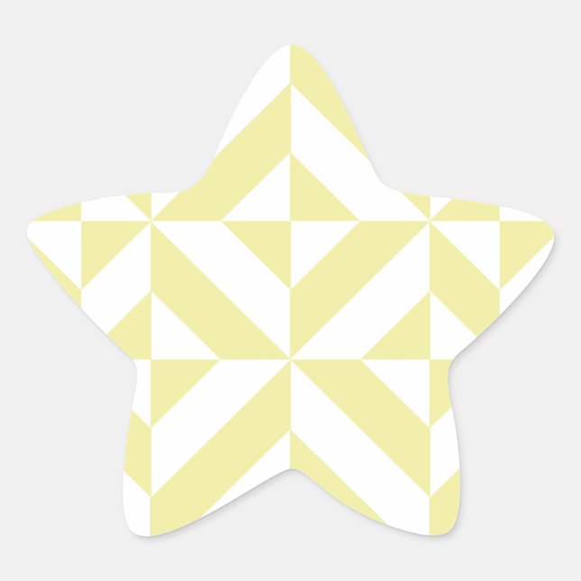 Soft Yellow Geometric Art Deco Star Sticker (Front)