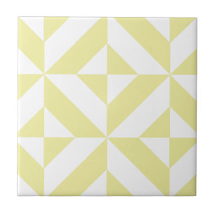 Soft Yellow Geometric Art Deco Tile
