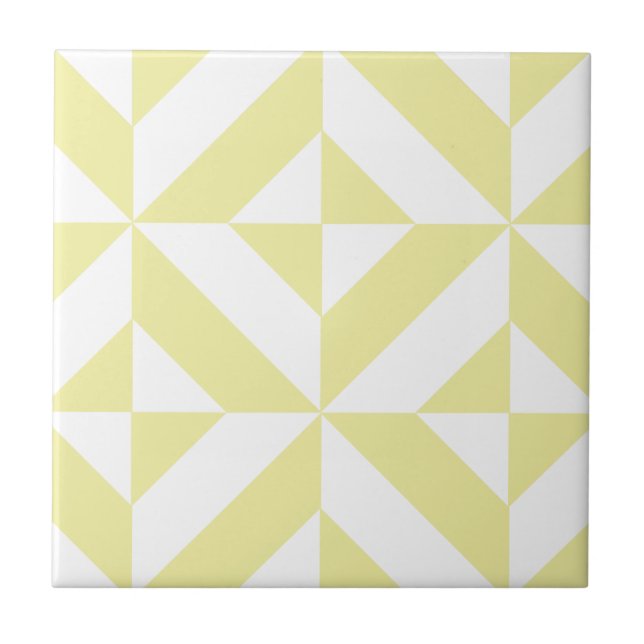 Soft Yellow Geometric Art Deco Tile (Front)