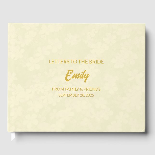 Soft Yellow Letters to the Bride Keepsake Notebook Guest Book (Front)