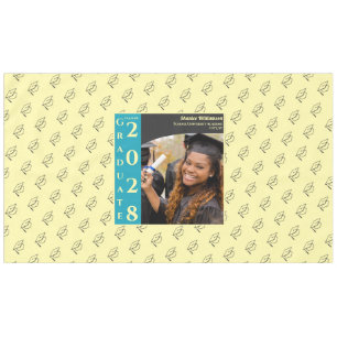 Soft Yellow Modern Graduation Photo Cap Pattern Tablecloth