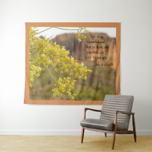 Soft Yellow Palo Verde Blossoms Desert Mountains Tapestry