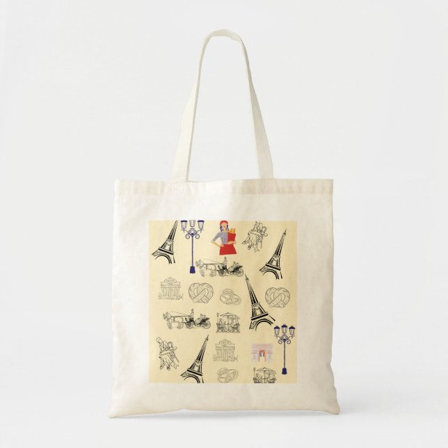 Soft Yellow Paris Aesthetic Tote Bag (Front)