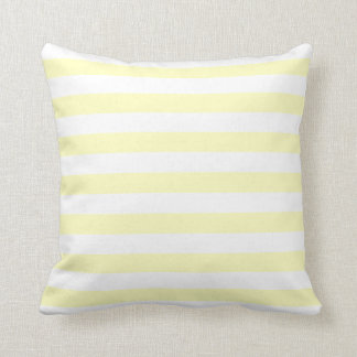 Soft Yellow Pastel & White Lines Pattern Cushion
