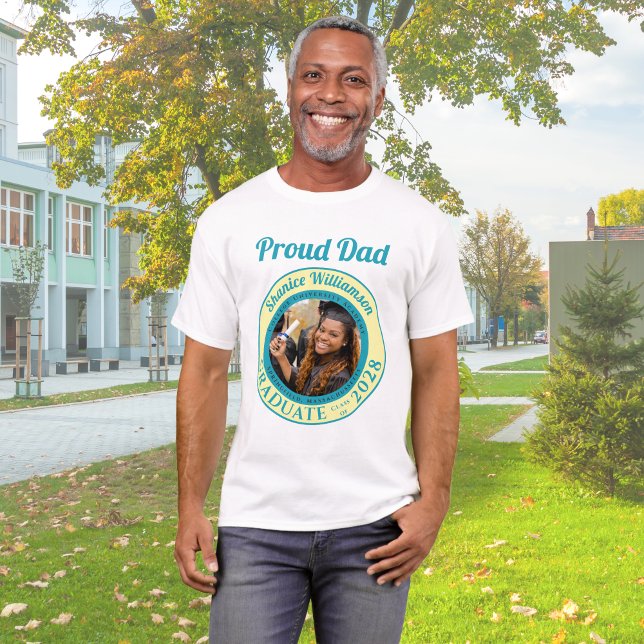 Soft Yellow Photo Modern Graduation Proud Dad T-Shirt (Creator Uploaded)