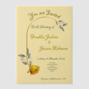 Soft Yellow-Pink & Butter Yellow Floral Wedding  Vellum Invitations