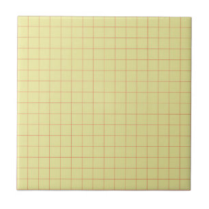 Soft Yellow & Red Chequered Retro Minimalist  Ceramic Tile