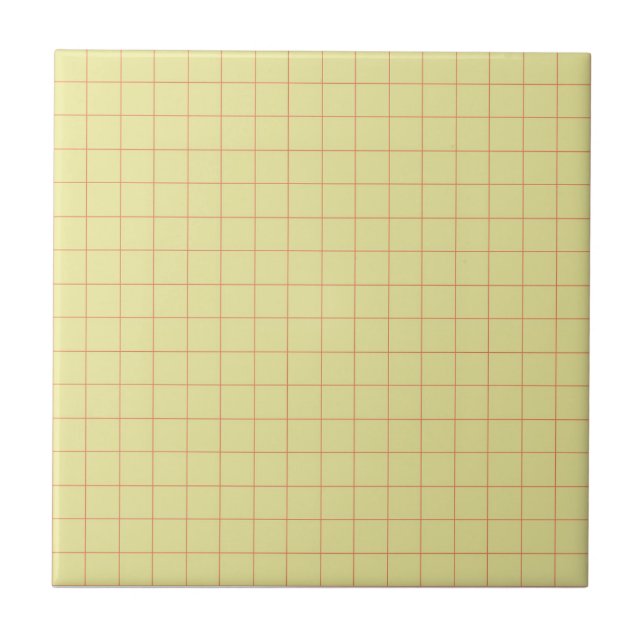 Soft Yellow & Red Chequered Retro Minimalist  Ceramic Tile (Front)