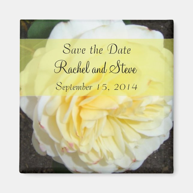 Soft Yellow Rose Save the Date Magnet (Front)