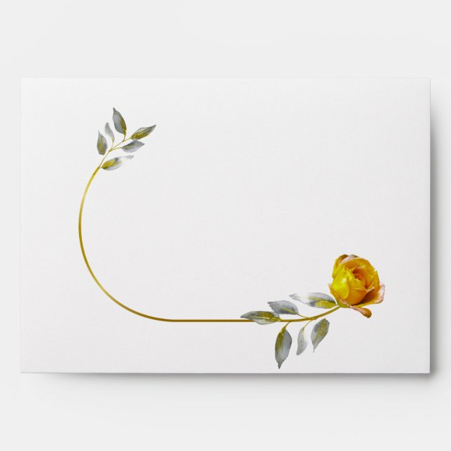Soft Yellow Rose with Pale Green & Wedding  Envelope (Front)