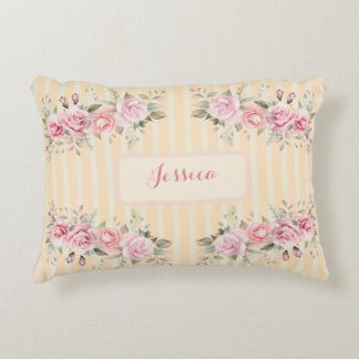 Soft yellow striped  decorative cushion