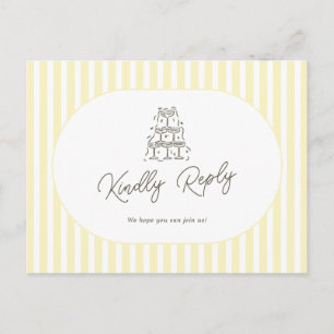Soft Yellow Striped Wedding Song Request Postcard