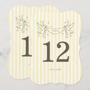 Soft Yellow Striped Whimsical Die Cut Table Number