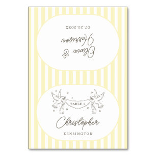 Soft Yellow Striped Whimsical Place Cards