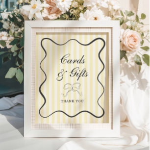 Soft Yellow Stripes Bow Cards and Gifts Poster