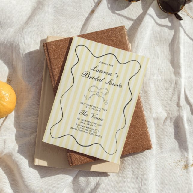 Soft Yellow Stripes Bridal Soirée Invitation (Creator Uploaded)