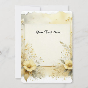 Soft Yellow Watercolor Flowers and Foliage Invitation