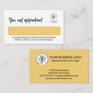 Soft Yellow & White With Your Business Logo Appointment Card