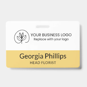Soft Yellow & White With Your Business Logo ID Badge