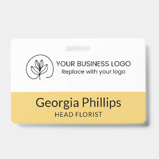 Soft Yellow & White With Your Business Logo ID Badge