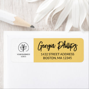 Soft Yellow & White With Your Business Logo Return Address Label