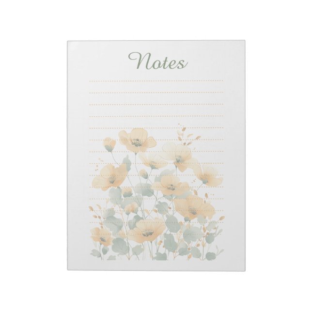 Soft Yellow Wildflowers Botanical Lined Notes Note (Rotated)