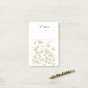 Soft Yellow Wildflowers Botanical Lined Notes Note